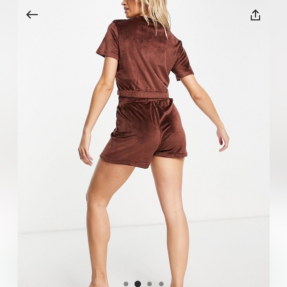 NWT ASOS Threadbare lounge velour short set in brown (price is firm) - Picture 3 of 12